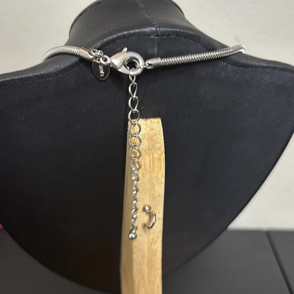Chicos Silver Tone Slider Pendant Geometric Classy Necklace